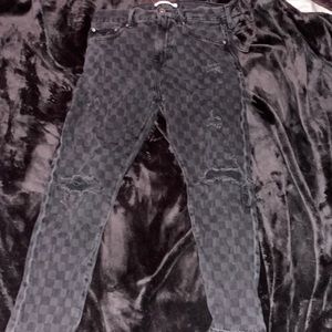 Pacsun ripped black checkerd jeans❣️